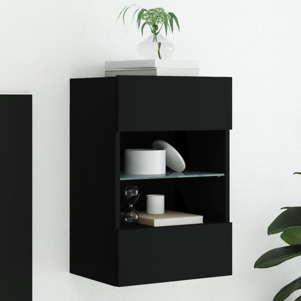 Comode Tv De Perete Cu Lumini Led 2 Buc. 40X30X60,5Cm