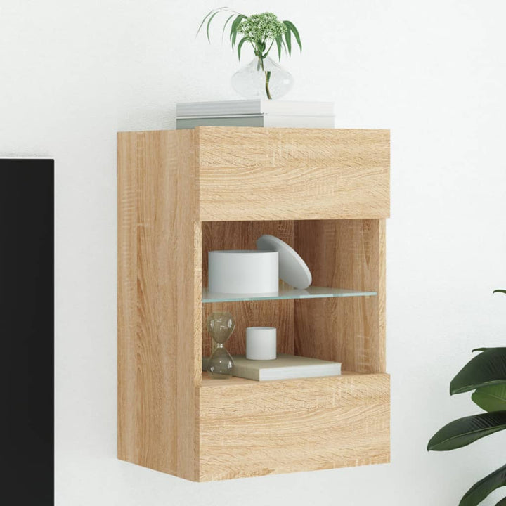 Comode Tv De Perete Cu Lumini Led 2 Buc. 40X30X60,5Cm