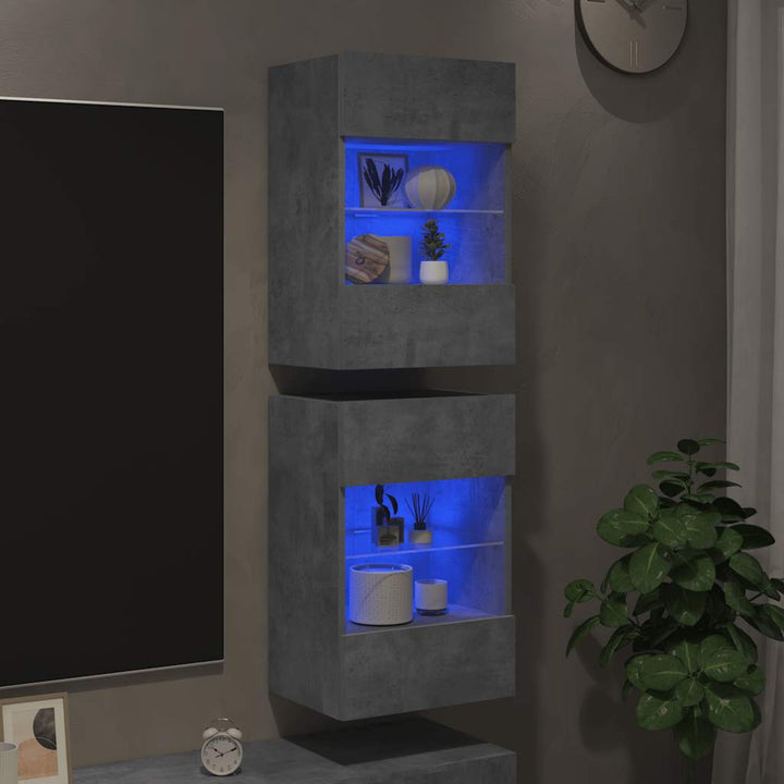 Comode Tv De Perete Cu Lumini Led 2 Buc. 40X30X60,5Cm
