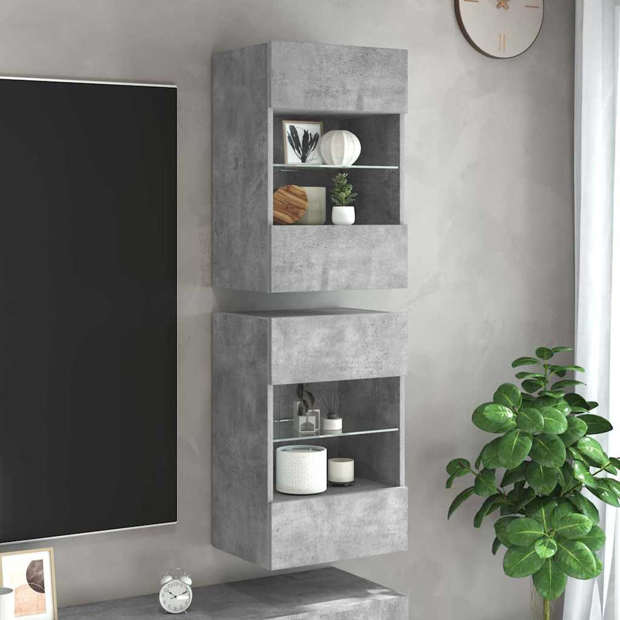 Comode Tv De Perete Cu Lumini Led 2 Buc. 40X30X60,5Cm