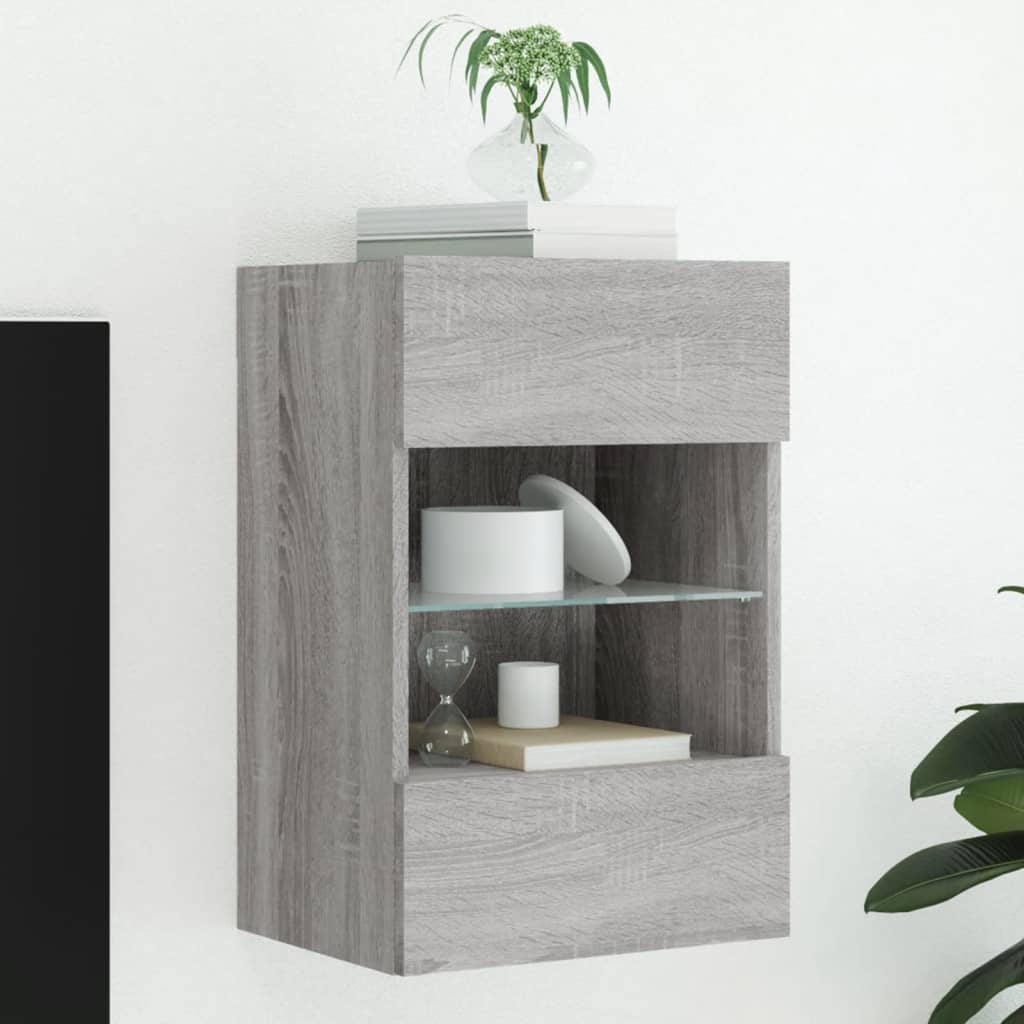 Comode Tv De Perete Cu Lumini Led 2 Buc. 40X30X60,5Cm