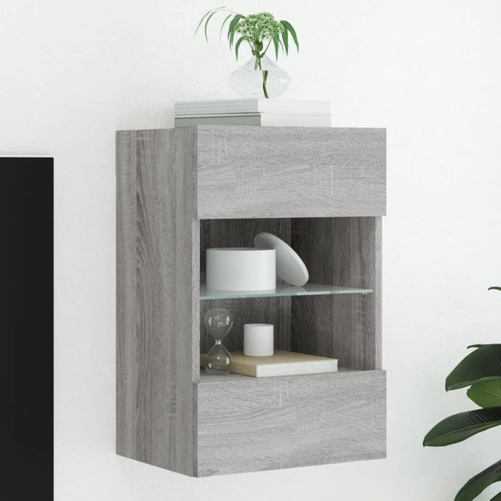 Comode Tv De Perete Cu Lumini Led 2 Buc. 40X30X60,5Cm