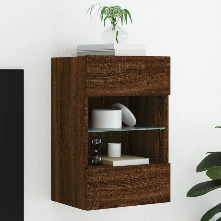 Comode Tv De Perete Cu Lumini Led 2 Buc. 40X30X60,5Cm