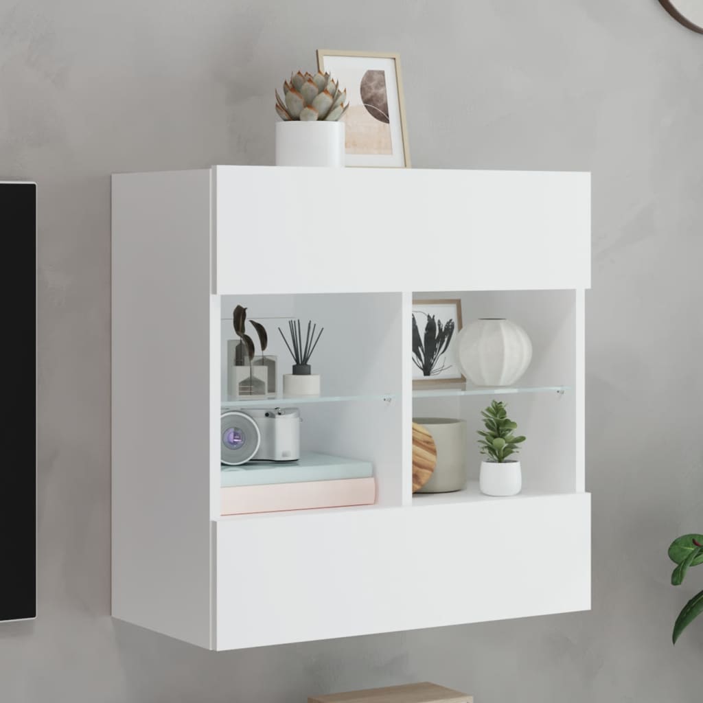 Comode Tv De Perete Cu Lumini Led 2 Buc. 40X30X60,5Cm