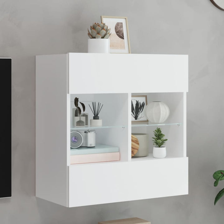 Comode Tv De Perete Cu Lumini Led 2 Buc. 40X30X60,5Cm