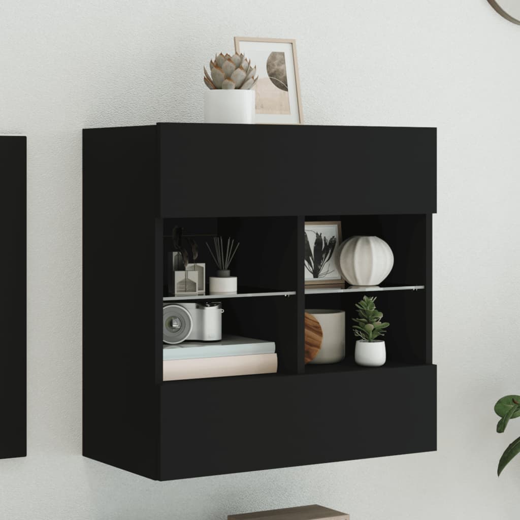 Comode Tv De Perete Cu Lumini Led 2 Buc. 40X30X60,5Cm