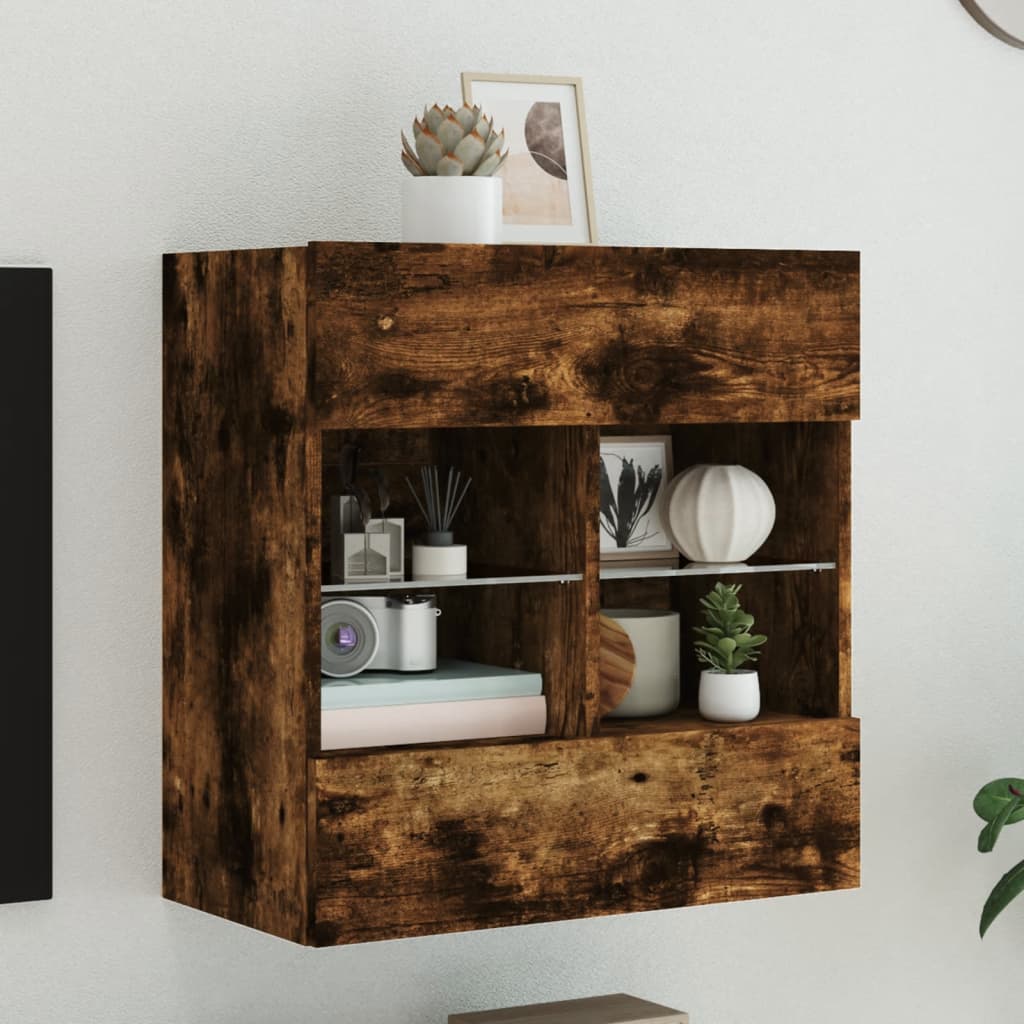 Comode Tv De Perete Cu Lumini Led 2 Buc. 40X30X60,5Cm