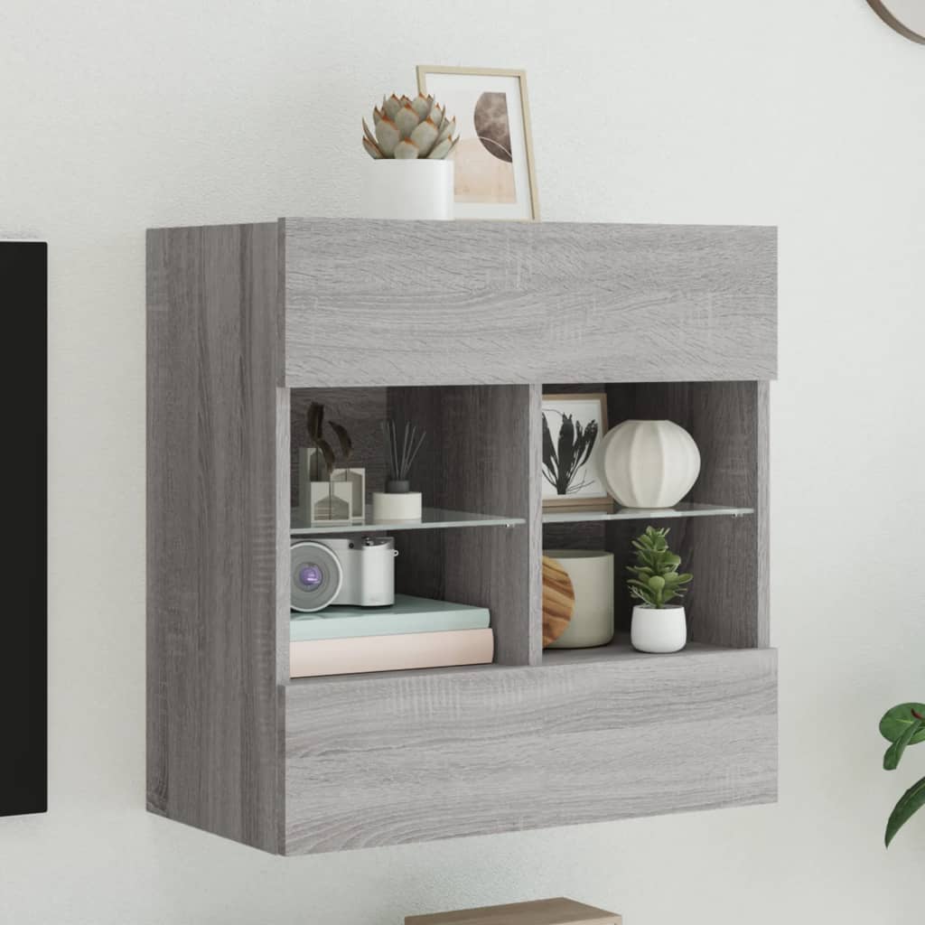 Comode Tv De Perete Cu Lumini Led 2 Buc. 40X30X60,5Cm