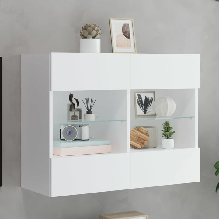 Comode Tv De Perete Cu Lumini Led 2 Buc. 40X30X60,5Cm