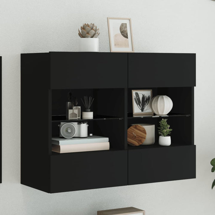 Comode Tv De Perete Cu Lumini Led 2 Buc. 40X30X60,5Cm