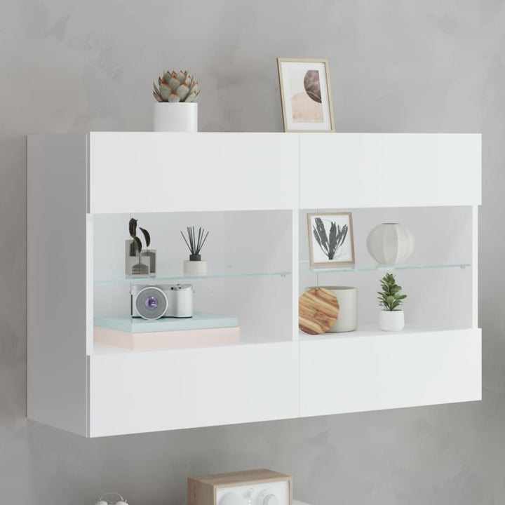 Comode Tv De Perete Cu Lumini Led 2 Buc. 40X30X60,5Cm