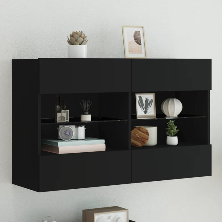 Comode Tv De Perete Cu Lumini Led 2 Buc. 40X30X60,5Cm