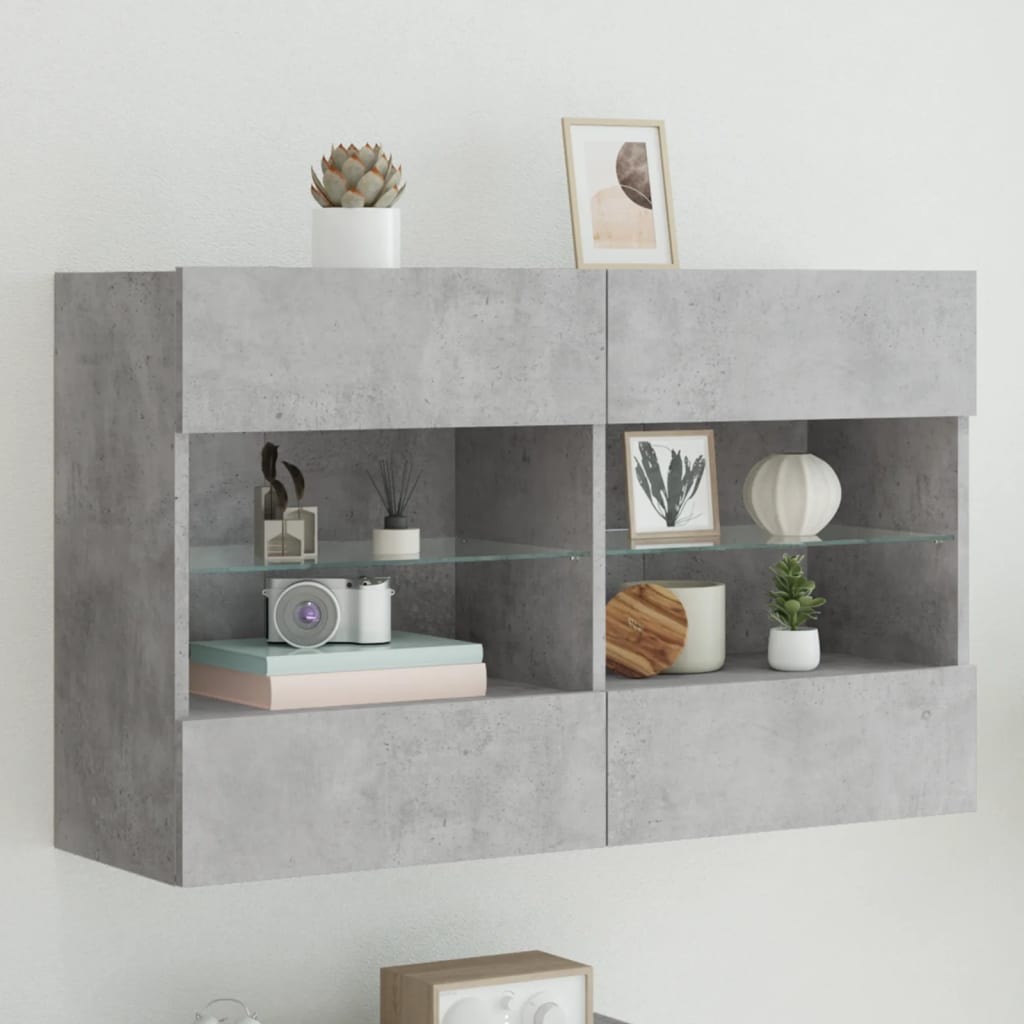 Comode Tv De Perete Cu Lumini Led 2 Buc. 40X30X60,5Cm