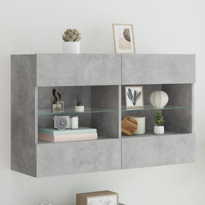 Comode Tv De Perete Cu Lumini Led 2 Buc. 40X30X60,5Cm