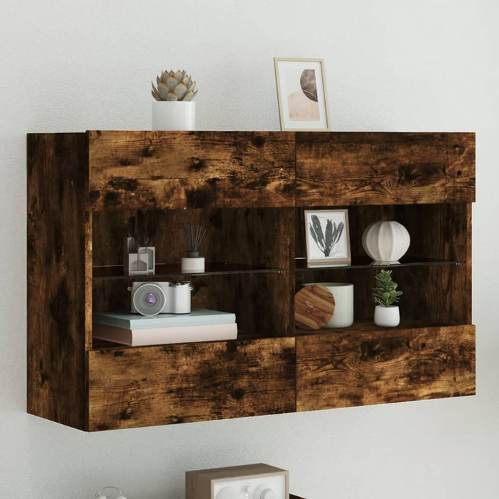 Comode Tv De Perete Cu Lumini Led 2 Buc. 40X30X60,5Cm