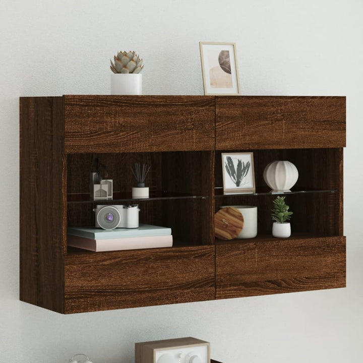 Comode Tv De Perete Cu Lumini Led 2 Buc. 40X30X60,5Cm