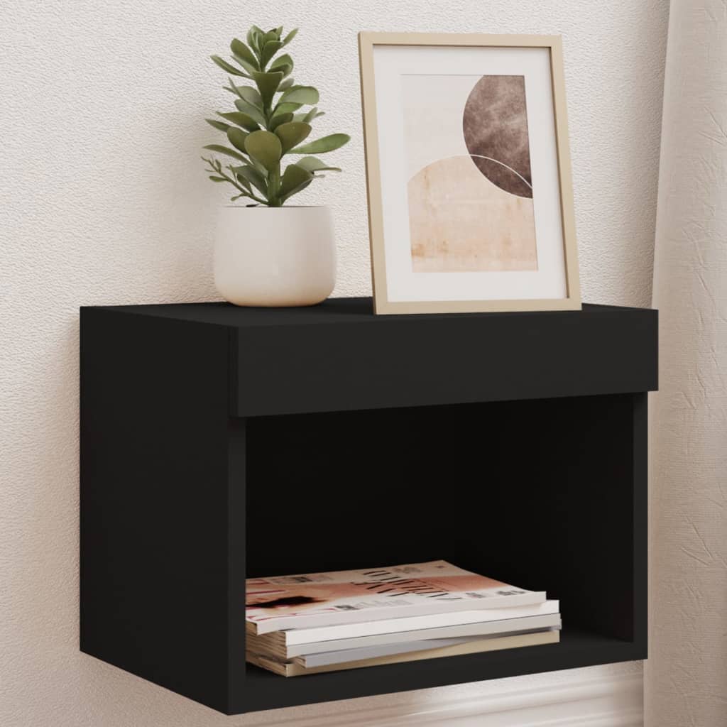 Noptiere Cu Lumini Led Montate Pe Perete, 2 Buc.,