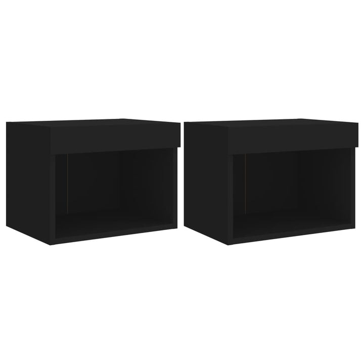 Noptiere Cu Lumini Led Montate Pe Perete, 2 Buc.,