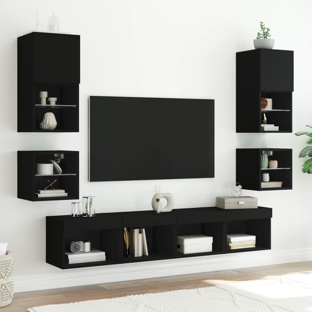 Noptiere Cu Lumini Led Montate Pe Perete, 2 Buc.,