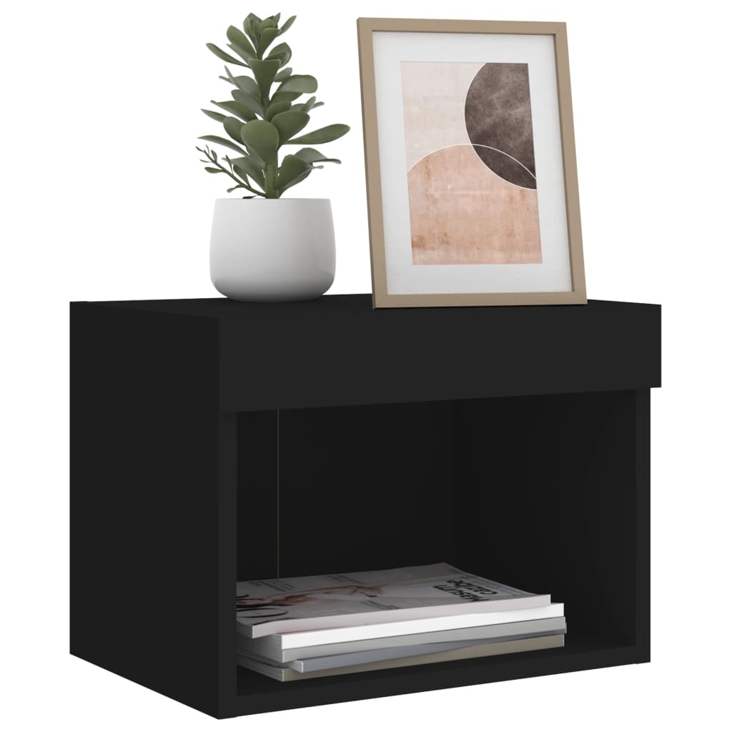 Noptiere Cu Lumini Led Montate Pe Perete, 2 Buc.,