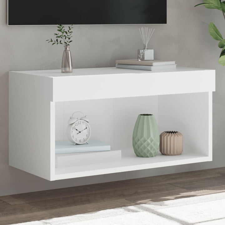 Noptiere Cu Lumini Led Montate Pe Perete, 2 Buc.,