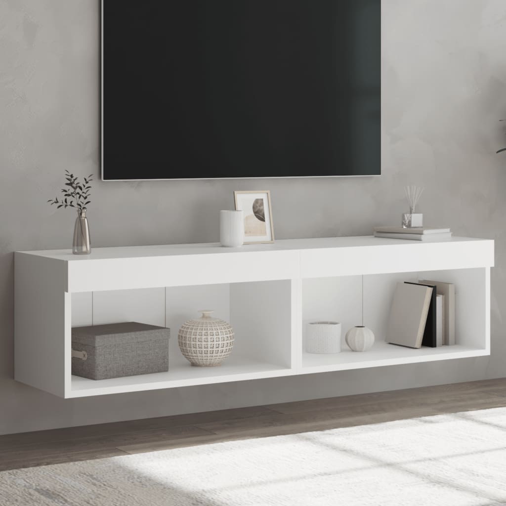 Noptiere Cu Lumini Led Montate Pe Perete, 2 Buc.,