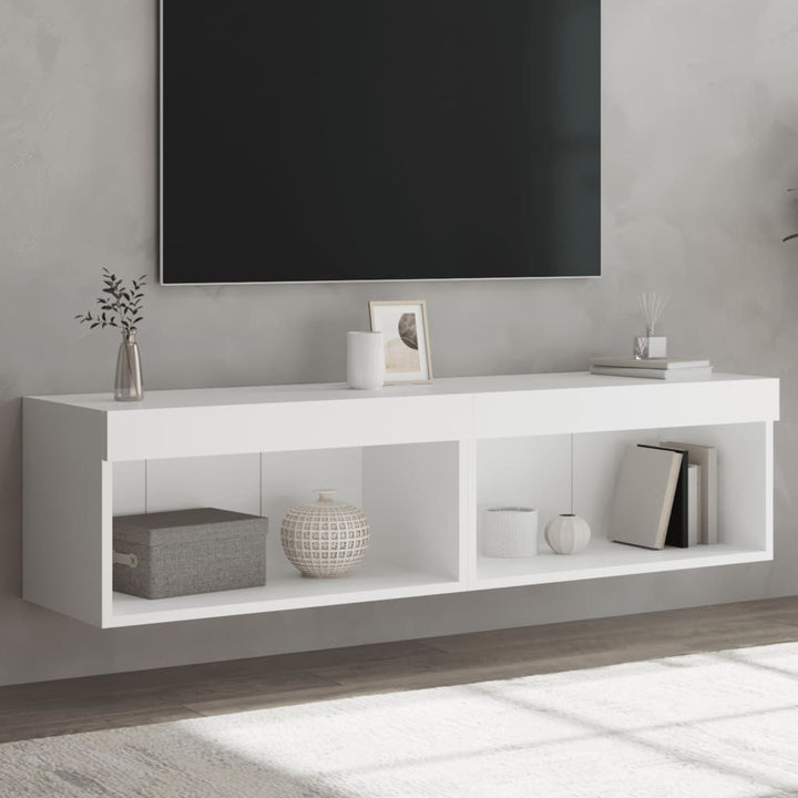 Noptiere Cu Lumini Led Montate Pe Perete, 2 Buc.,
