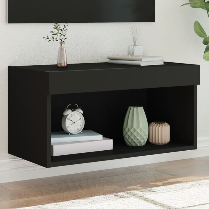 Noptiere Cu Lumini Led Montate Pe Perete, 2 Buc.,