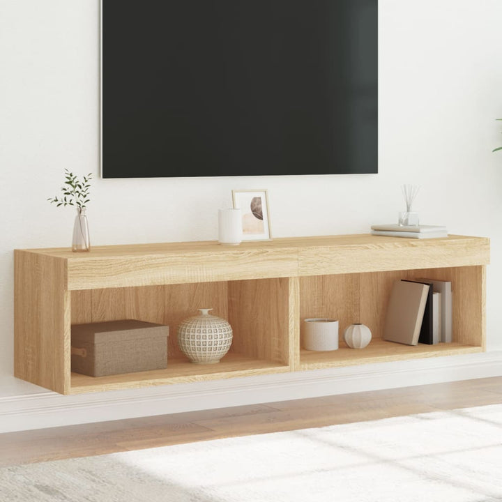 Noptiere Cu Lumini Led Montate Pe Perete, 2 Buc.,
