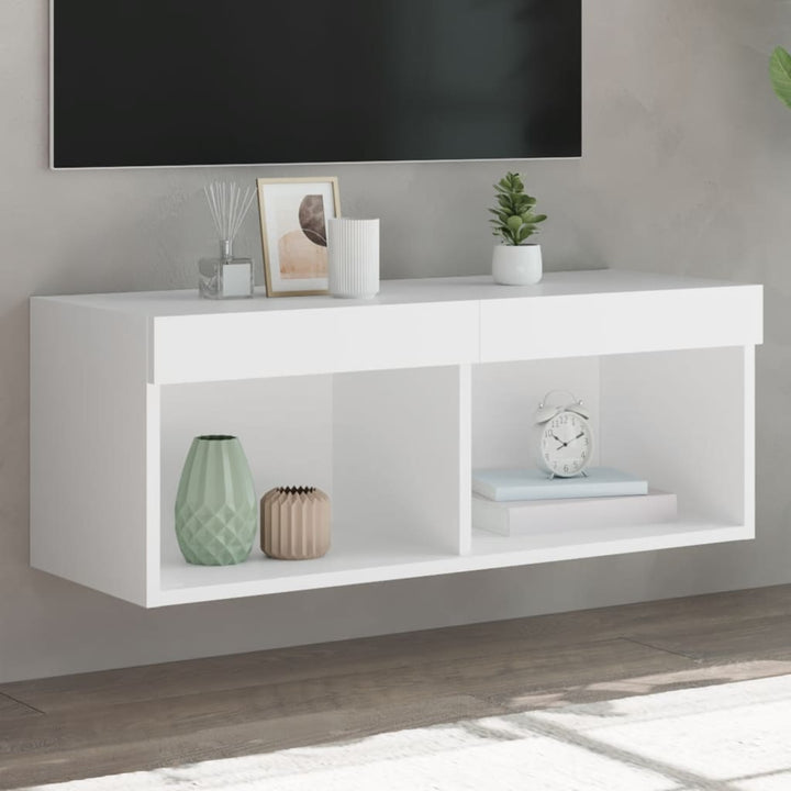 Noptiere Cu Lumini Led Montate Pe Perete, 2 Buc.,