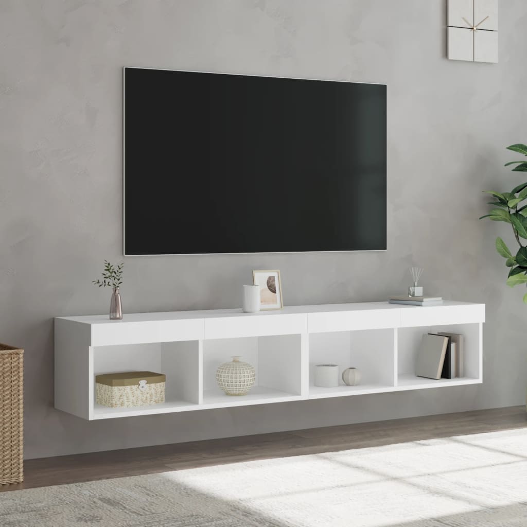 Noptiere Cu Lumini Led Montate Pe Perete, 2 Buc.,