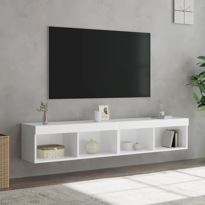 Noptiere Cu Lumini Led Montate Pe Perete, 2 Buc.,
