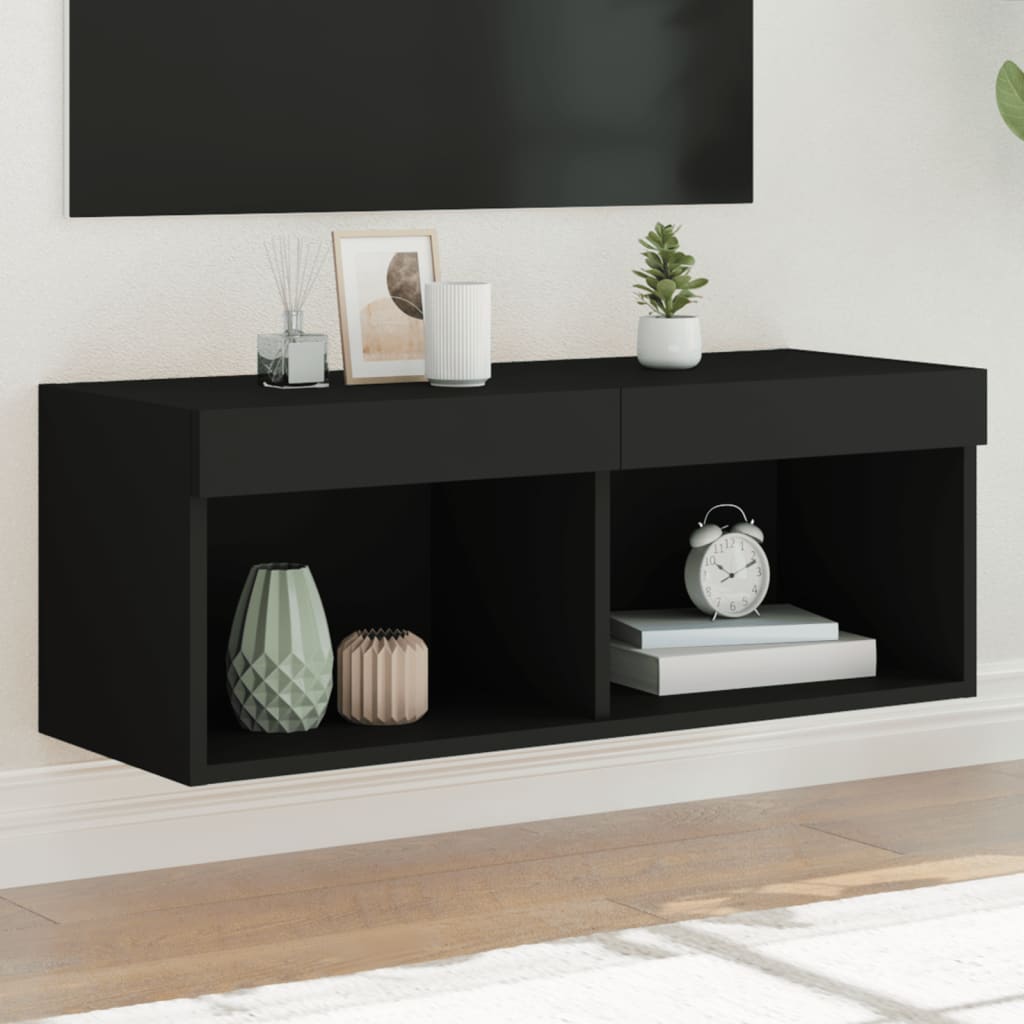 Noptiere Cu Lumini Led Montate Pe Perete, 2 Buc.,
