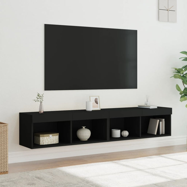 Noptiere Cu Lumini Led Montate Pe Perete, 2 Buc.,