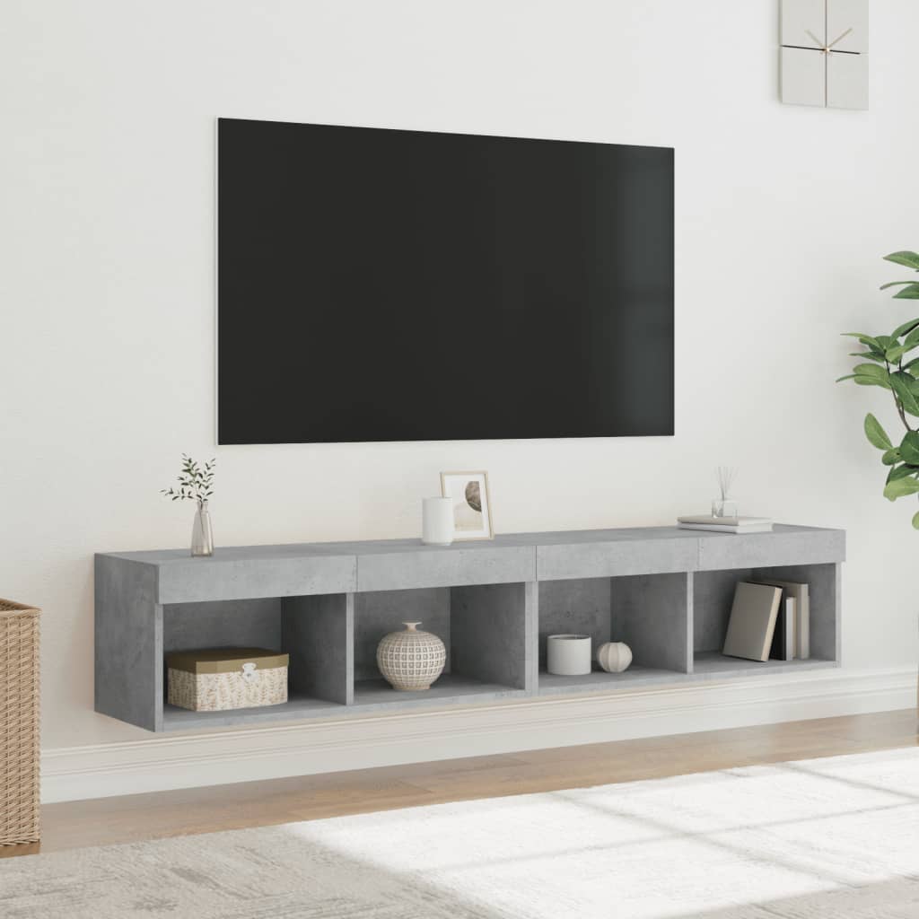 Noptiere Cu Lumini Led Montate Pe Perete, 2 Buc.,
