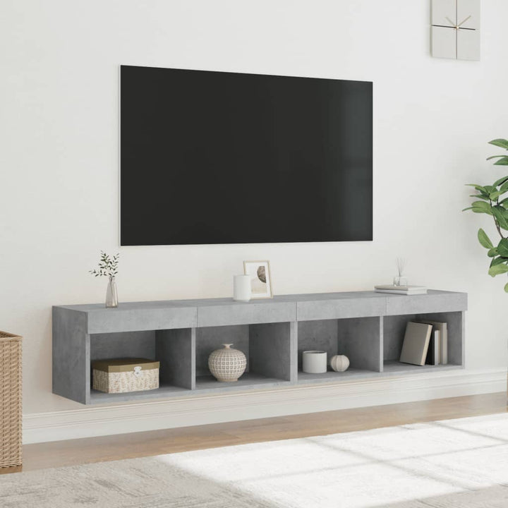 Noptiere Cu Lumini Led Montate Pe Perete, 2 Buc.,