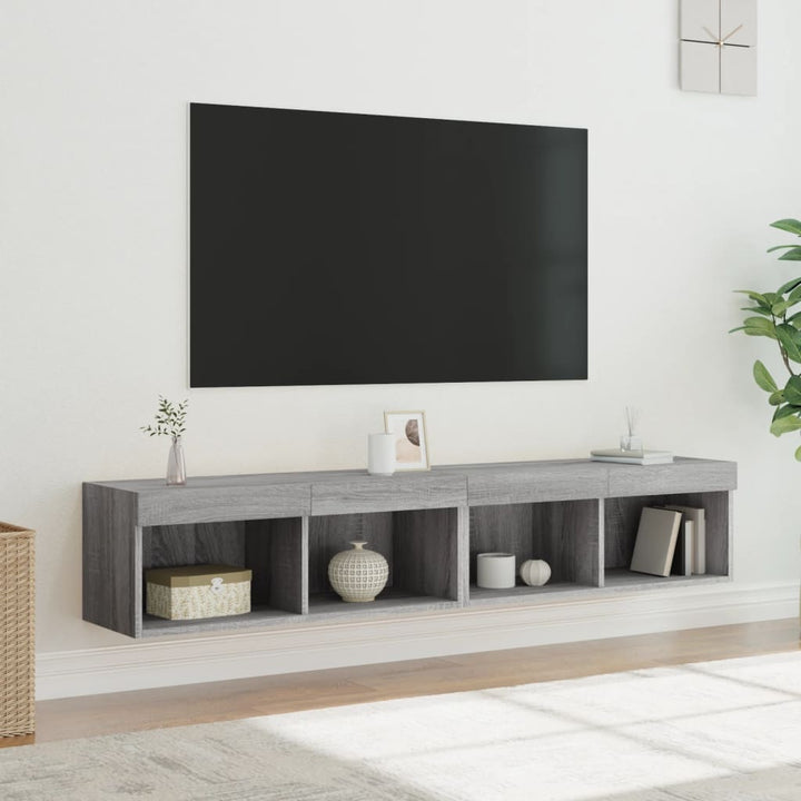 Noptiere Cu Lumini Led Montate Pe Perete, 2 Buc.,