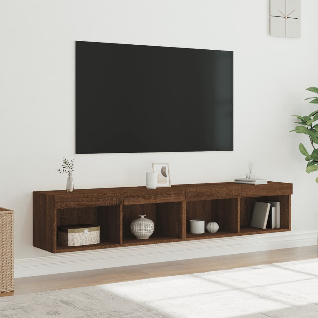 Noptiere Cu Lumini Led Montate Pe Perete, 2 Buc.,