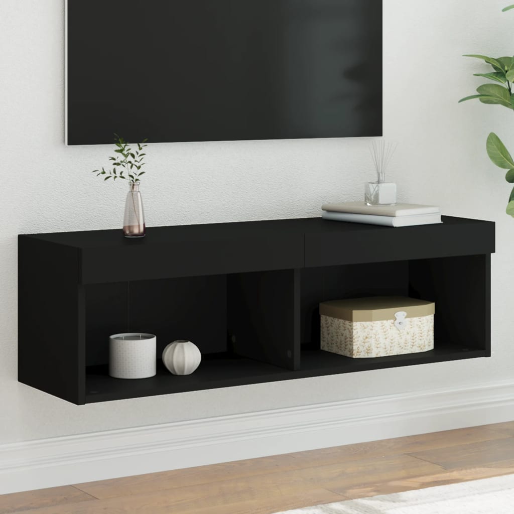 Noptiere Cu Lumini Led Montate Pe Perete, 2 Buc.,