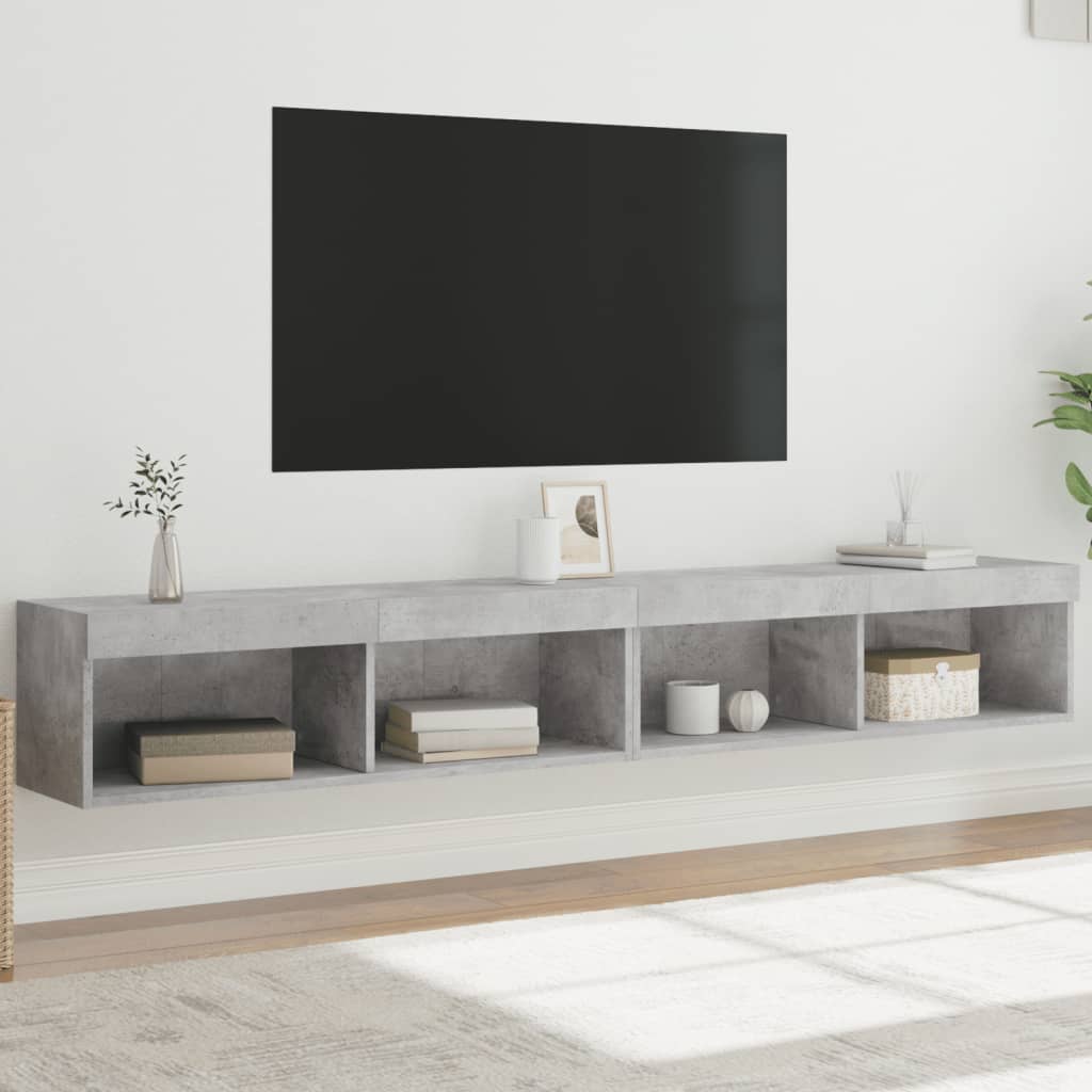 Noptiere Cu Lumini Led Montate Pe Perete, 2 Buc.,