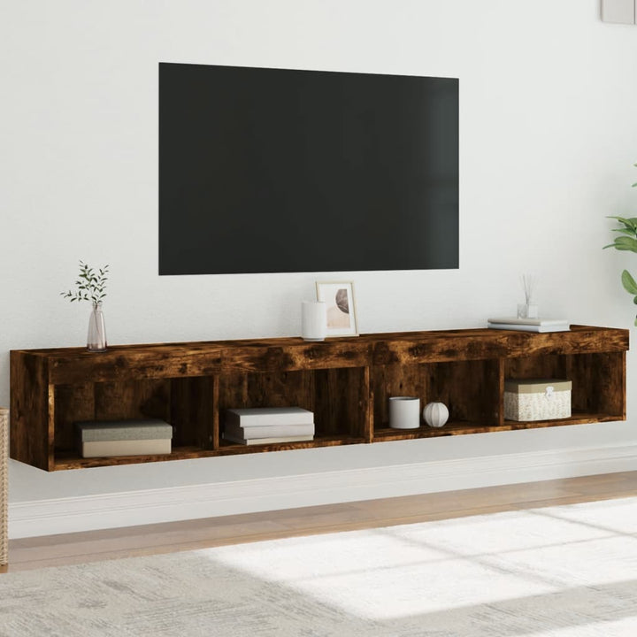 Noptiere Cu Lumini Led Montate Pe Perete, 2 Buc.,