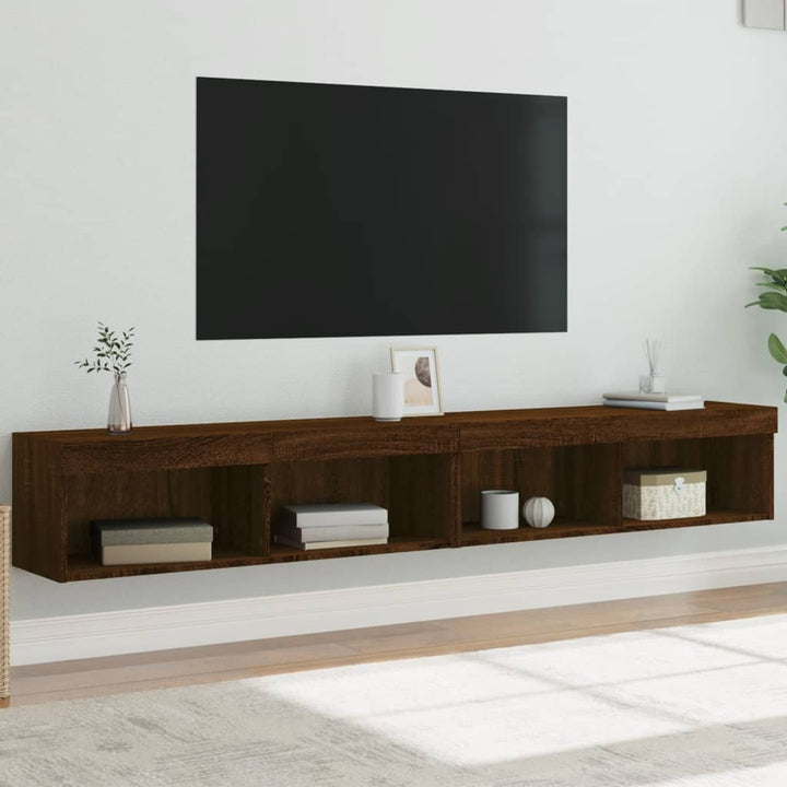 Noptiere Cu Lumini Led Montate Pe Perete, 2 Buc.,