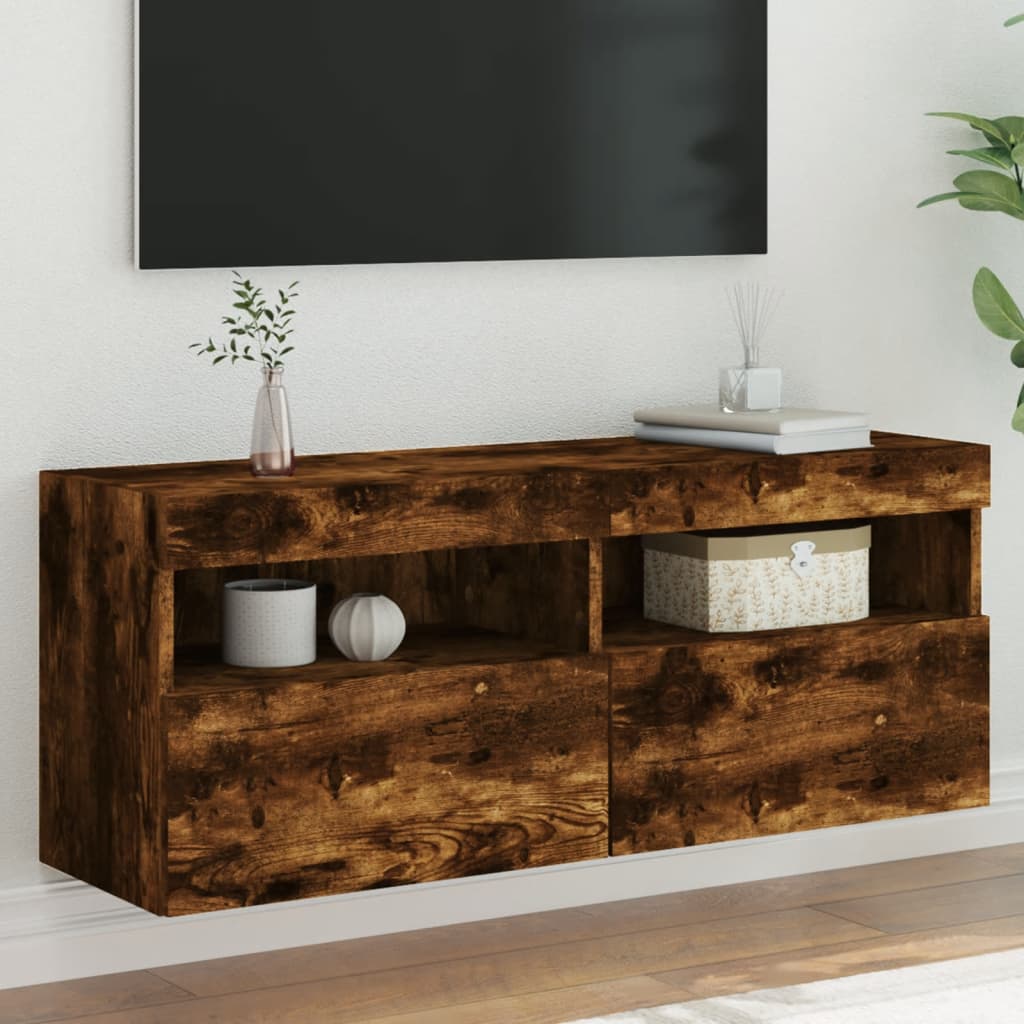 Comodă Tv De Perete Cu Lumini Led, , 40X30X