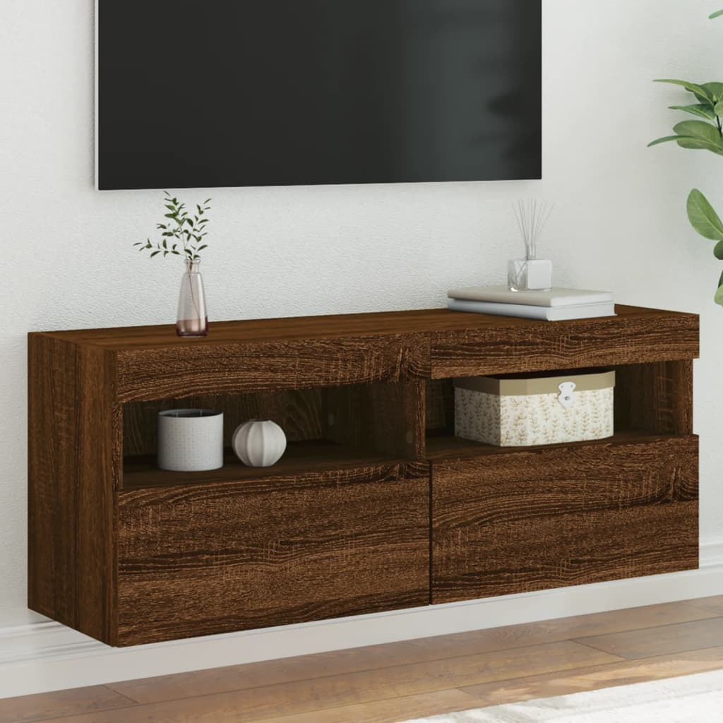 Comodă Tv De Perete Cu Lumini Led, , 40X30X