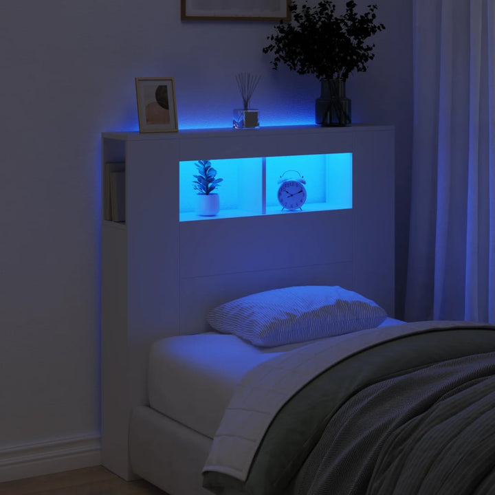 Tăblie De Pat Cu Led, , 180X18,5X103,5 Cm, Lemn