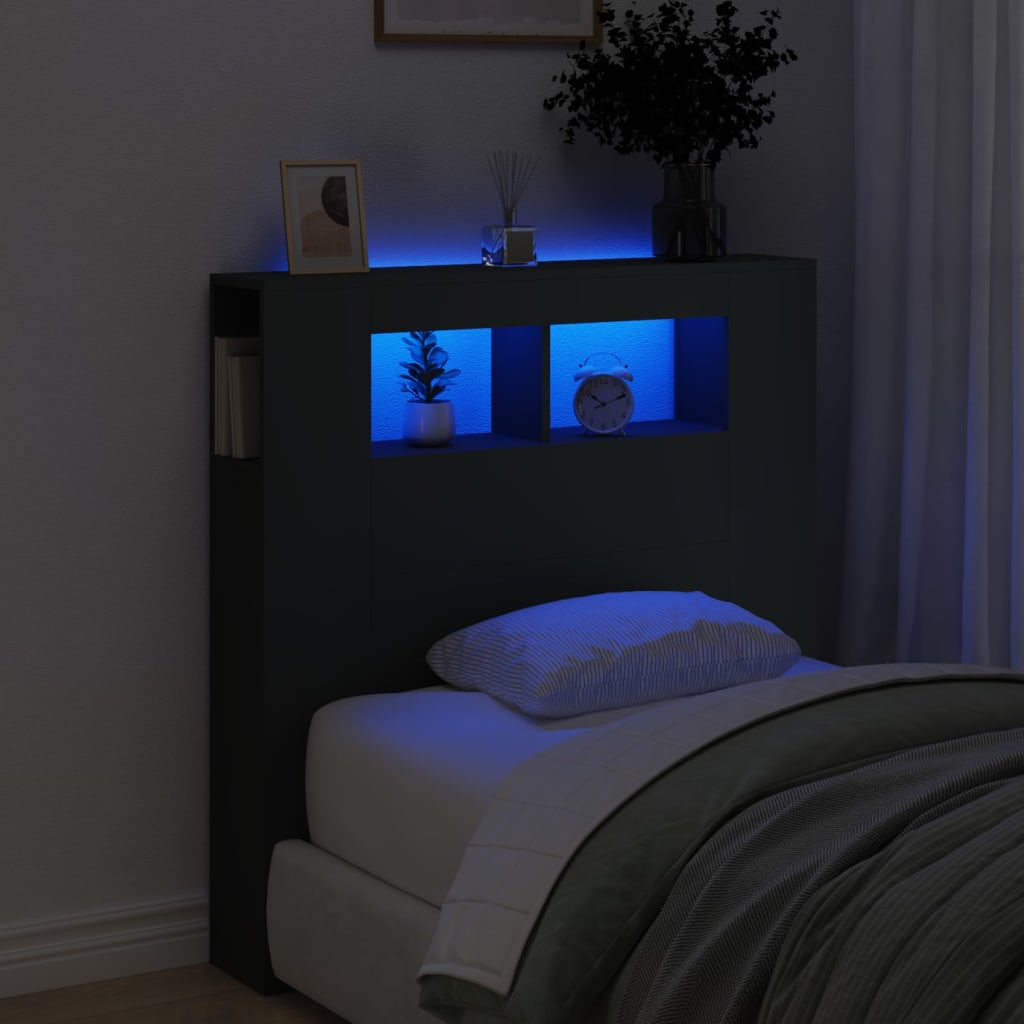 Tăblie De Pat Cu Led, , 180X18,5X103,5 Cm, Lemn