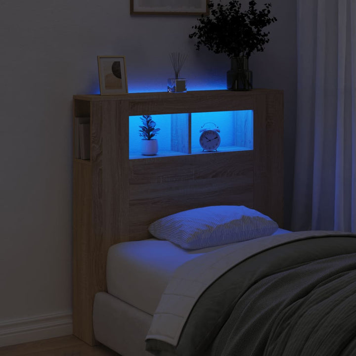 Tăblie De Pat Cu Led, , 180X18,5X103,5 Cm, Lemn