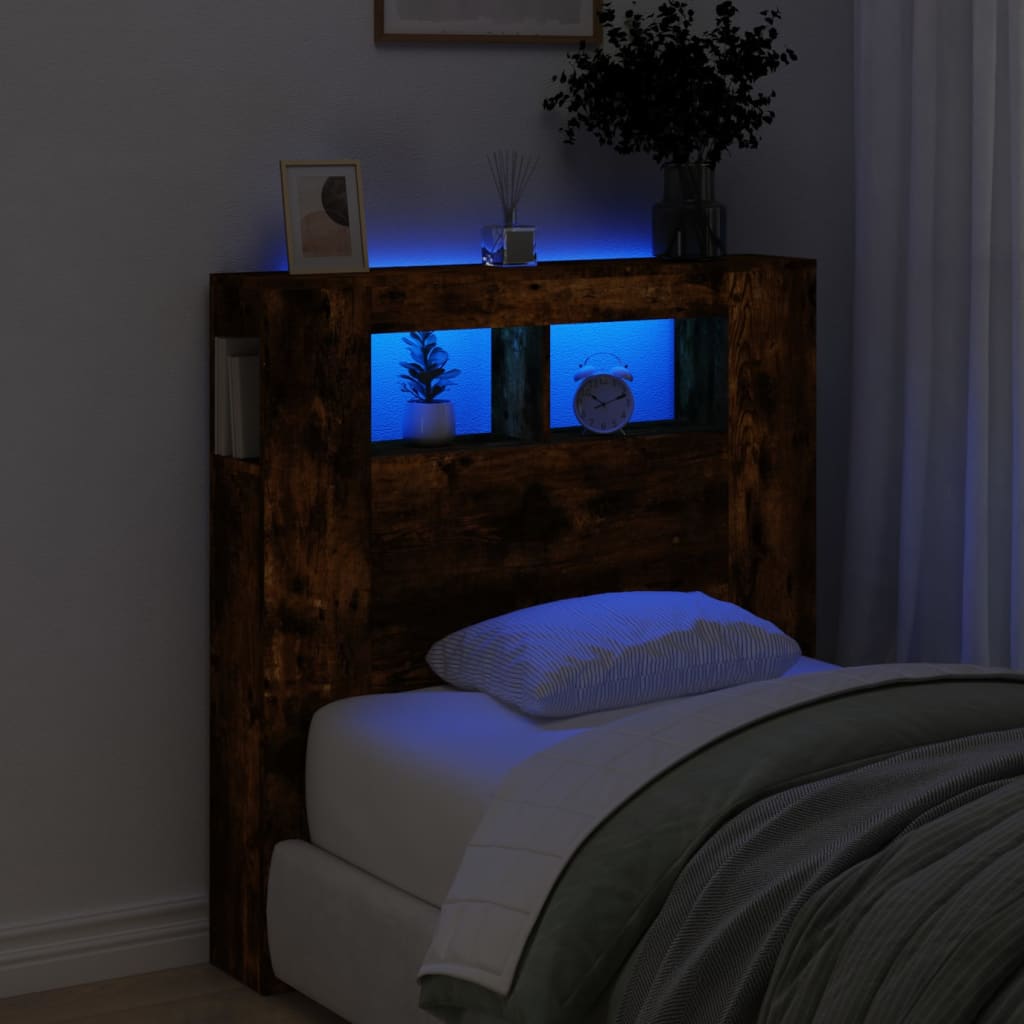 Tăblie De Pat Cu Led, , 180X18,5X103,5 Cm, Lemn