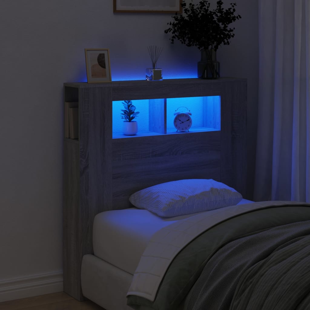 Tăblie De Pat Cu Led, , 180X18,5X103,5 Cm, Lemn
