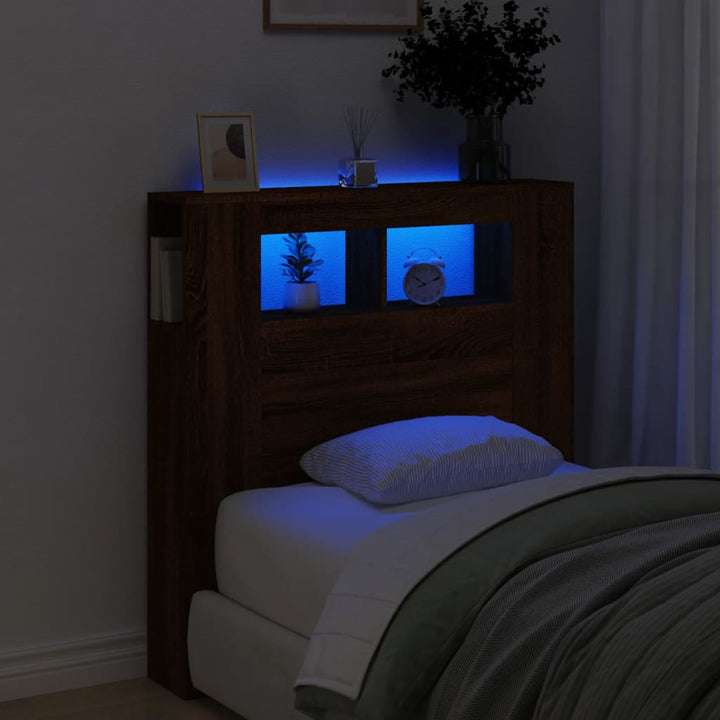 Tăblie De Pat Cu Led, , 180X18,5X103,5 Cm, Lemn